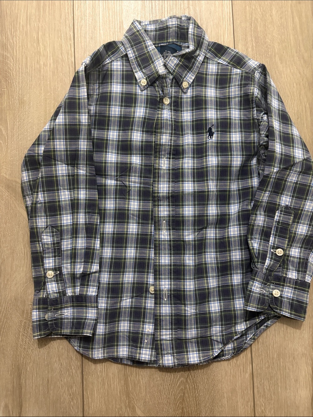 Ralph Lauren Plaid Button-Down Shirt in Navy, Green & White